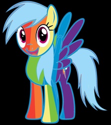 Size: 843x948 | Tagged: safe, artist:oliwia2514, edit, rainbow dash, pegasus, pony, g4, 20% cooler, black background, female, mare, palette swap, simple background, vector