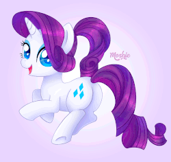 Size: 2143x2024 | Tagged: safe, artist:imoshie, rarity, pony, unicorn, g4, animated, blinking, butt, cute, female, high res, looking at you, looking back, open mouth, plot, ponytail, prone, raribetes, smiling, solo, underhoof