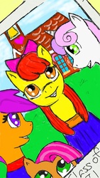 Size: 720x1280 | Tagged: safe, artist:arcanelexicon, apple bloom, babs seed, scootaloo, sweetie belle, g4, cutie mark, graduation
