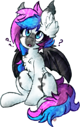 Size: 2314x3667 | Tagged: safe, artist:php166, oc, oc only, bat pony, pony, confused, female, high res, question mark, wings