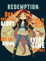 Size: 900x1200 | Tagged: safe, artist:lima-hibiki, sunset shimmer, equestria girls, g4, my little pony equestria girls: friendship games, quote, redemption, smiling, sunset