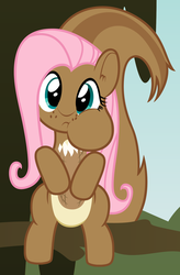 Size: 1408x2151 | Tagged: safe, artist:badumsquish, derpibooru exclusive, fluttershy, original species, pony, squirrel, squirrel pony, g4, chubby cheeks, eating, female, herbivore, looking at you, nuttershy, peanut, sitting, solo, species swap, squirrelification, tree