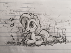 Size: 1200x900 | Tagged: safe, artist:bobdude0, fluttershy, g4, female, grayscale, lined paper, monochrome, solo, traditional art