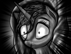 Size: 2048x1536 | Tagged: safe, artist:ivacatherianoid, oc, oc only, oc:catheria, pony, bust, monochrome, solo