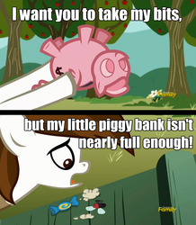 Size: 960x1100 | Tagged: safe, edit, edited screencap, screencap, pipsqueak, earth pony, pony, crusaders of the lost mark, g4, colt, cute, image macro, male, meme, piggy bank, shut up and take my money