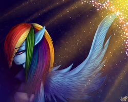 Size: 1000x800 | Tagged: safe, artist:vlower, rainbow dash, anthro, g4, clothes, female, jacket, sad, solo