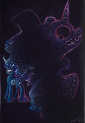 Size: 2210x3202 | Tagged: safe, artist:mapony240, princess luna, tantabus, alicorn, pony, g4, crying, high res, monster mane, sad, traditional art