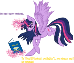 Size: 878x754 | Tagged: safe, artist:mlpazureglow, twilight sparkle, alicorn, pony, g4, book, female, flying lesson, magic, mare, solo, twilight sparkle (alicorn)