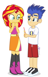 Size: 450x720 | Tagged: safe, artist:dm29, flash sentry, sunset shimmer, equestria girls, g4, age regression, duo, simple background, soda, transparent background, younger