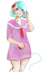 Size: 550x800 | Tagged: safe, artist:yanabau, coco pommel, human, g4, female, humanized, looking at you, solo