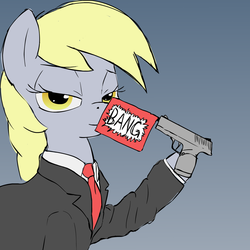 Size: 2000x2000 | Tagged: safe, derpy hooves, pegasus, pony, g4, eminem, female, gun, high res, mare, reference, slim shady, solo, weapon