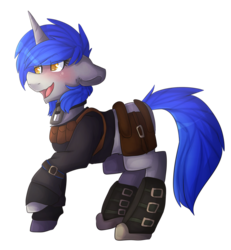 Size: 1024x1109 | Tagged: safe, artist:oddends, oc, oc only, oc:sprockette, pony, unicorn, fallout equestria, collar, happy, solo