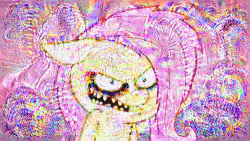Size: 500x281 | Tagged: safe, fluttershy, .mov, shed.mov, g4, animated, chainsaw, deepdream, female, fluttershed, murdershy