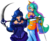 Size: 4111x3410 | Tagged: safe, artist:kurus22, princess celestia, princess luna, human, g4, armor, cleavage, duo, female, hair over one eye, humanized, scythe, simple background, sword, transparent background, warrior, warrior celestia, warrior luna, weapon