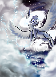 Size: 1024x1409 | Tagged: safe, artist:marrow-pony, oc, oc only, cloud, cloudy, lightning, solo
