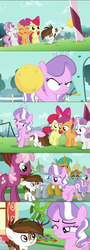 Size: 1280x3536 | Tagged: safe, screencap, apple bloom, cheerilee, diamond tiara, pipsqueak, piña colada, scootaloo, silver spoon, snails, snips, super funk, sweetie belle, earth pony, pony, crusaders of the lost mark, g4, colt, cutie mark crusaders, male, tetherball