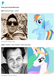 Size: 631x875 | Tagged: safe, princess celestia, rainbow dash, g4, ishi rudell, josh haber, text