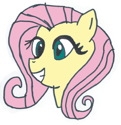 Size: 1994x2067 | Tagged: artist needed, safe, fluttershy, g4, female, grin, profile, solo, traditional art