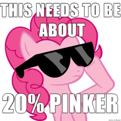 Size: 610x614 | Tagged: safe, pinkie pie, g4, 20% cooler, image macro, meme, sunglasses