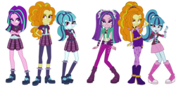 Size: 1006x491 | Tagged: safe, artist:imperfectxiii, artist:kittylaughs, artist:thecheeseburger, adagio dazzle, aria blaze, sonata dusk, equestria girls, g4, my little pony equestria girls: friendship games, my little pony equestria girls: rainbow rocks, accessory swap, alternate clothes, amulet, bowtie, clothes, clothes swap, crossed arms, crossed legs, crystal prep academy, crystal prep academy uniform, crystal prep shadowbolts, fingerless gloves, gloves, group, hand on hip, looking at you, necklace, open mouth, pleated skirt, raised eyebrow, school uniform, simple background, skirt, spikes, the dazzlings, transparent background, trio, vector, wristband