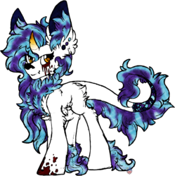 Size: 2790x2796 | Tagged: safe, artist:php166, oc, oc only, oc:phasma, original species, pony, unicorn, blood, customized toy, fangs, female, high res, horn, lutei, piercing