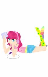 Size: 800x1280 | Tagged: safe, artist:cute_pinkie7, pinkie pie, human, g4, anime, clothes, cute, female, humanized, music, socks, solo