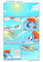 Size: 6611x9344 | Tagged: safe, artist:jeremy3, derpy hooves, rainbow dash, pegasus, pony, comic:everfree, g4, absurd resolution, cloud, comic, female, mare, sky, sweat, yawn