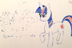 Size: 1024x681 | Tagged: safe, artist:xbi, twilight sparkle, pony, unicorn, g4, female, mare, marker drawing, simple background, solo, traditional art, white background, whiteboard