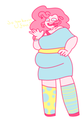 Size: 737x1084 | Tagged: safe, artist:poisontaffy, pinkie pie, human, fat, female, humanized, monologue, obese, piggy pie, pudgy pie, solo, trace