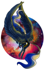Size: 800x1248 | Tagged: safe, artist:crimsonpencil94, princess luna, alicorn, classical unicorn, pony, g4, cloven hooves, cutie mark, digital art, eclipse, female, horn, large wings, leonine tail, royalty, simple background, solo, transparent background, wings