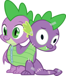 Size: 2704x3097 | Tagged: safe, artist:timelordomega, spike, dragon, g4, scare master, clothes, costume, dragon costume, high res, hydraspike, male, nightmare night, nightmare night costume, simple background, solo, transparent background, two heads, two-headed dragon, vector