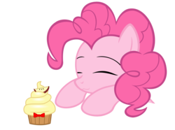 Size: 2378x1771 | Tagged: safe, artist:misterbrony, pinkie pie, g4, :3, cupcake, female, simple background, solo, transparent background, vector
