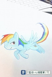 Size: 653x960 | Tagged: safe, rainbow dash, g4, chinese, traditional art