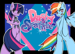 Size: 2800x2000 | Tagged: safe, artist:misterbrony, rainbow dash, smarty pants, twilight sparkle, pegasus, pony, unicorn, g4, anarchy panty, anarchy stocking, high res, honekoneko, implied princess celestia, panty and stocking with garterbelt, pantydash, stockinglight