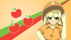 Size: 3840x2160 | Tagged: safe, artist:misterbrony, applejack, human, g4, female, high res, humanized, solo, wallpaper
