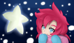 Size: 1522x887 | Tagged: safe, artist:misterbrony, pinkie pie, human, g4, female, humanized, mittens, snow, snowfall, solo, stars, winter