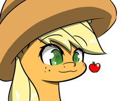 Size: 3300x2631 | Tagged: safe, artist:misterbrony, applejack, g4, apple, cute, female, high res, jackabetes, solo