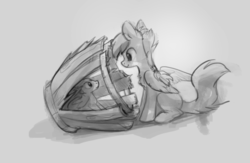 Size: 1257x819 | Tagged: safe, artist:tomatocoup, oc, oc only, dragon, pony, monochrome