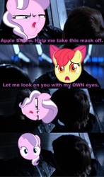 Size: 1264x2146 | Tagged: safe, apple bloom, diamond tiara, crusaders of the lost mark, g4, anakin skywalker, arin hanson face, darth vader, frown, glare, luke skywalker, open mouth, smiling, star wars, star wars: return of the jedi, wide eyes