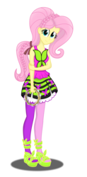 Size: 1834x3738 | Tagged: safe, artist:deannaphantom13, fluttershy, equestria girls, friendship through the ages, g4, clothes, female, looking at you, musical instrument, rainbow rocks outfit, shine like rainbows, simple background, smiling, solo, tambourine, transparent background