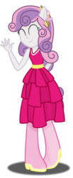Size: 546x1324 | Tagged: safe, artist:deannaphantom13, sweetie belle, equestria girls, g4, clothes, cute, dress, eared humanization, eyes closed, fall formal outfits, female, ponied up, simple background, smiling, solo, transparent background, waving