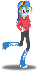 Size: 1640x2932 | Tagged: safe, artist:deannaphantom13, rainbow dash, equestria girls, g4, beanie, clothes, female, hat, simple background, smiling, snow, snowball, solo, transparent background, winter outfit