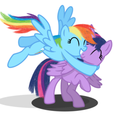 Size: 2550x2808 | Tagged: safe, artist:deannaphantom13, rainbow dash, twilight sparkle, alicorn, pony, g4, cute, eyes closed, high res, hug, simple background, smiling, transparent background, twilight sparkle (alicorn)