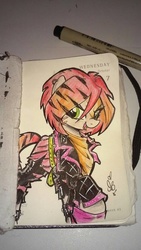 Size: 648x1152 | Tagged: safe, artist:ponygoddess, clothes, leather jacket, monster high, ponified, toralei stripe