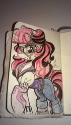 Size: 648x1152 | Tagged: safe, artist:ponygoddess, clothes, jeans, mask, monster high, operetta, ponified, tattoo