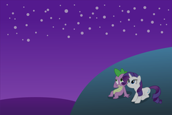 Size: 3000x2000 | Tagged: safe, artist:tizerfiction, rarity, spike, g4, female, high res, male, ship:sparity, shipping, stargazing, straight