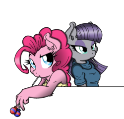 Size: 1500x1439 | Tagged: safe, artist:dfectivedvice, artist:flyingbrickanimation, edit, maud pie, pinkie pie, earth pony, anthro, g4, candy, colored, lollipop, simple background, sisters, transparent background