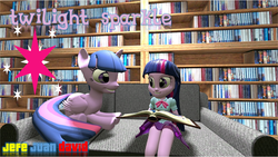 Size: 1280x720 | Tagged: safe, artist:jefejuandavid, twilight sparkle, alicorn, equestria girls, g4, 3d, book, boyshorts, clothes, panties, purple underwear, self ponidox, skirt, source filmmaker, twilight sparkle (alicorn), underwear, upskirt