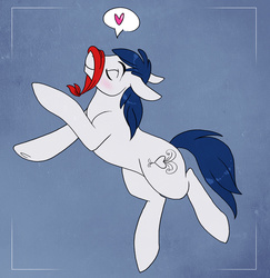 Size: 779x802 | Tagged: safe, artist:prettypinkpony, oc, oc only, oc:constance everheart, earth pony, pony, bandana, blushing, cute, eyes closed, heart, solo