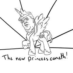 Size: 600x600 | Tagged: safe, artist:slamjam, oc, oc only, alicorn, pony, alicorn oc, alicorn princess, donald trump, monochrome, princess